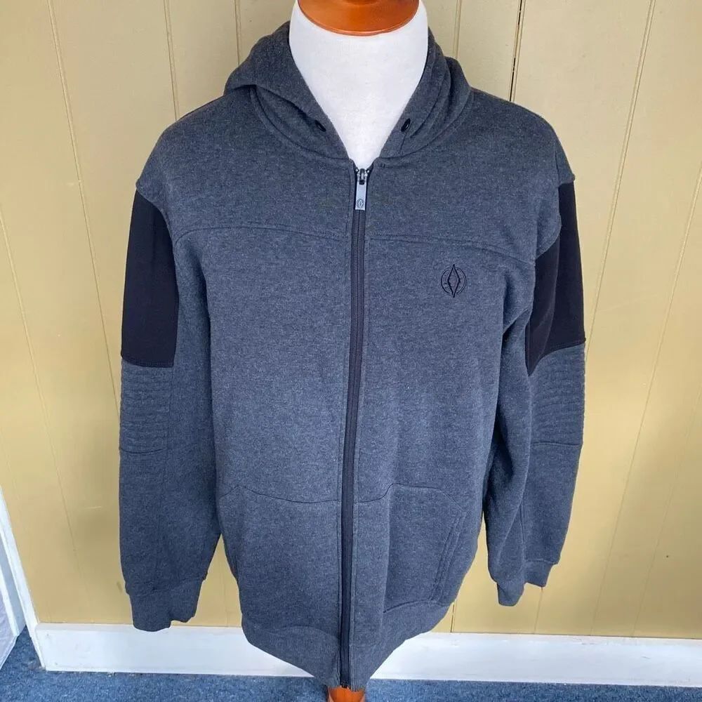 Academiks men 2XL full zip lightweight activewear hooded jacket grey and black